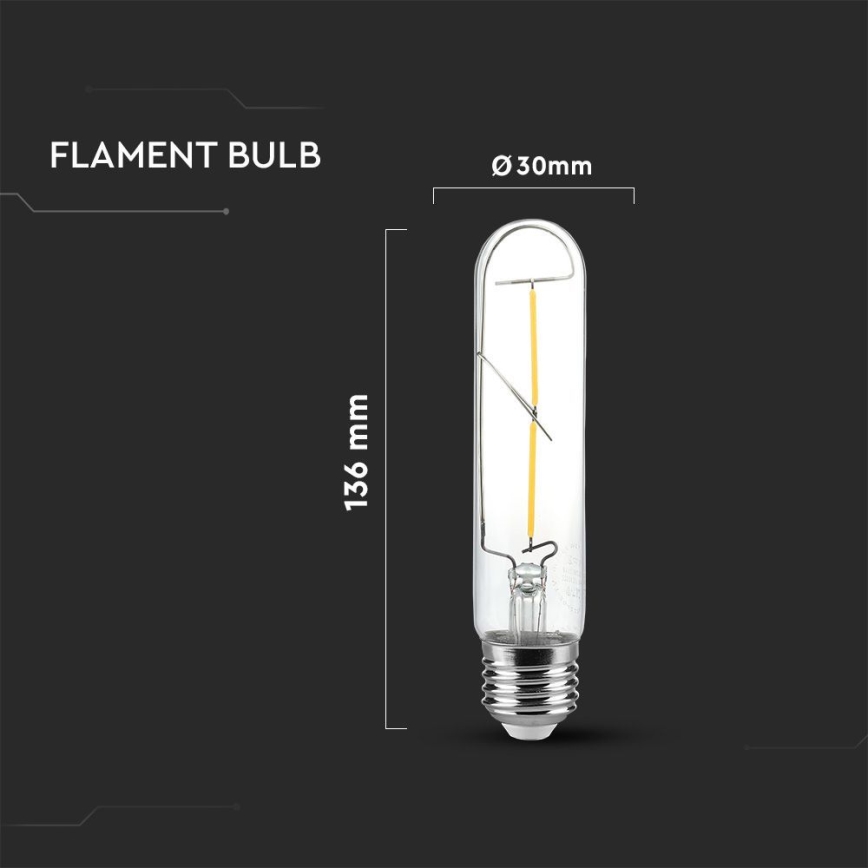 LED Spuldze FILAMENT T30 E27/2W/230V 3000K