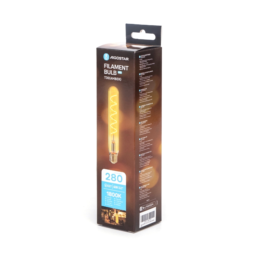 LED Spuldze FILAMENT T30 E27/4W/230V 1800K - Aigostar