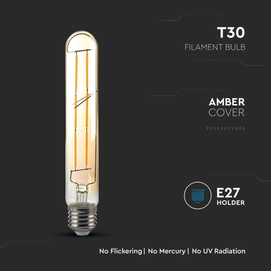 LED Spuldze FILAMENT T30 E27/6W/230V 2200K