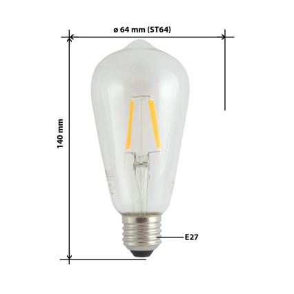 LED Spuldze FILAMENT VINTAGE ST64 E27/4W/230V 2700K