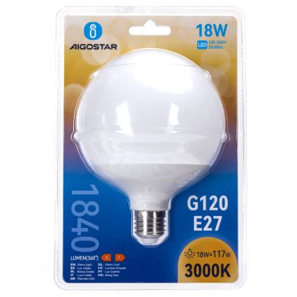 LED spuldze G120 E27/18W/230V 3000K - Aigostar