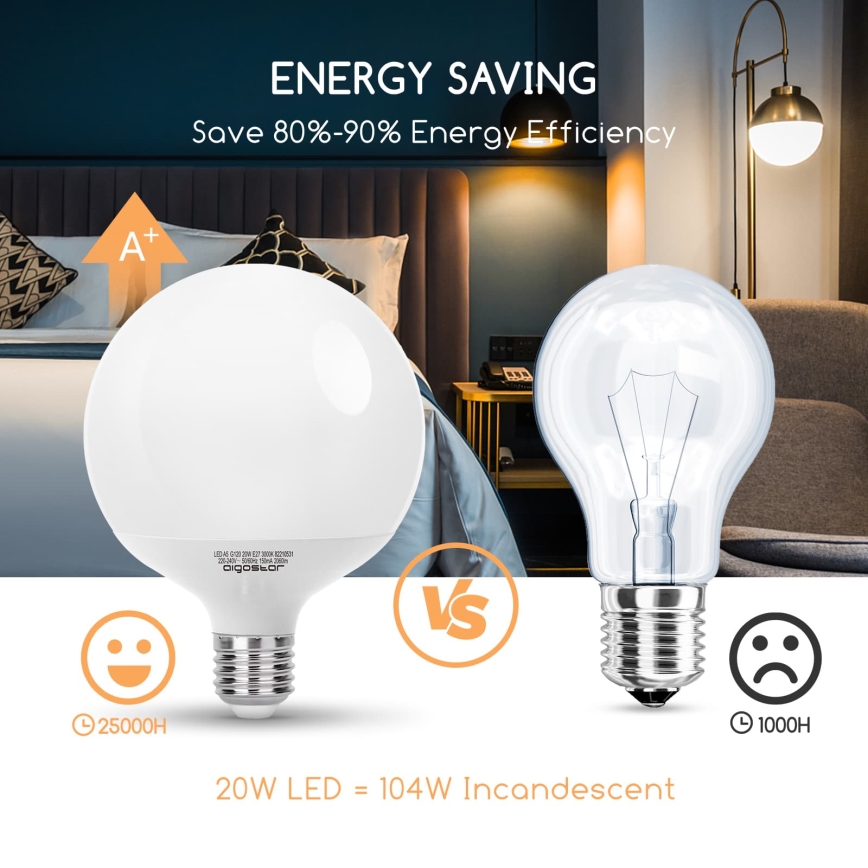LED spuldze G120 E27/20W/230V 3000K - Aigostar