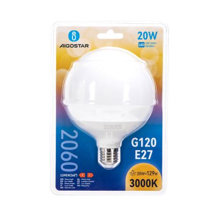 LED spuldze G120 E27/20W/230V 3000K - Aigostar