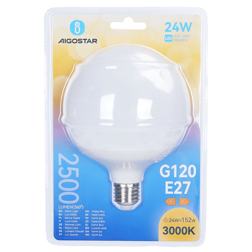 LED spuldze G120 E27/24W/230V 3000K - Aigostar