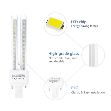 LED Spuldze G24D-3/11W/230V 6500K - Aigostar