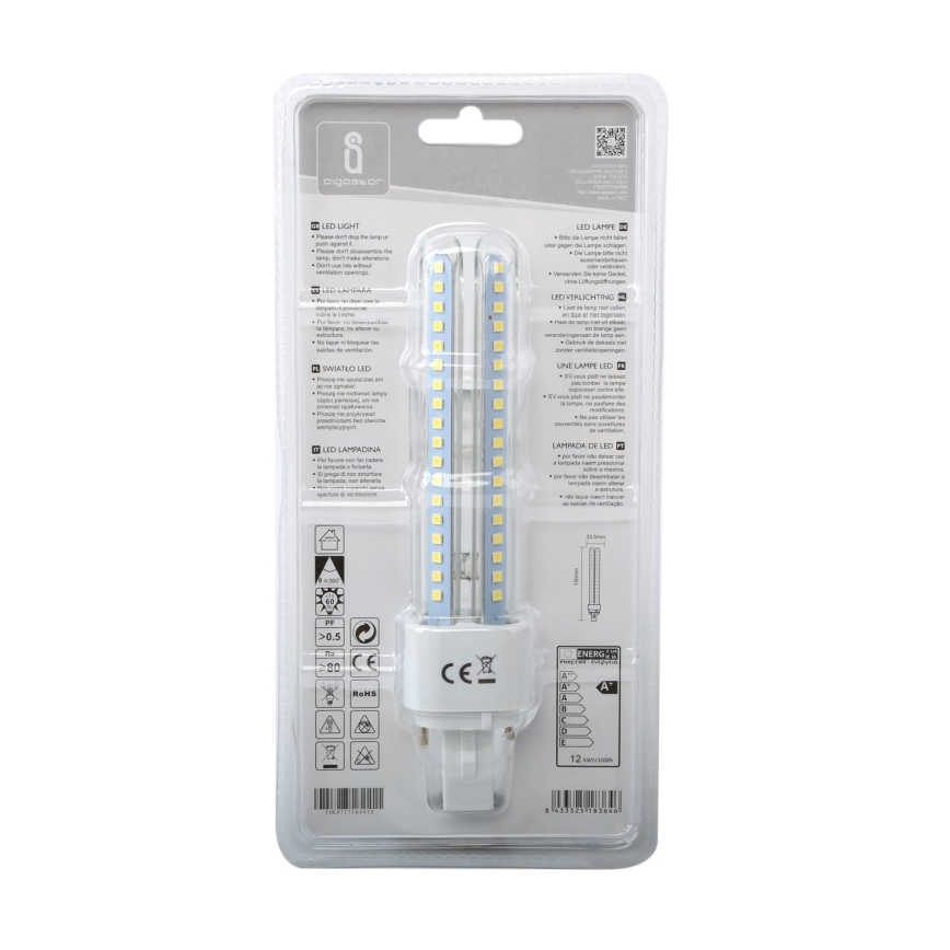 LED Spuldze G24D-3/12W/230V 6500K - Aigostar