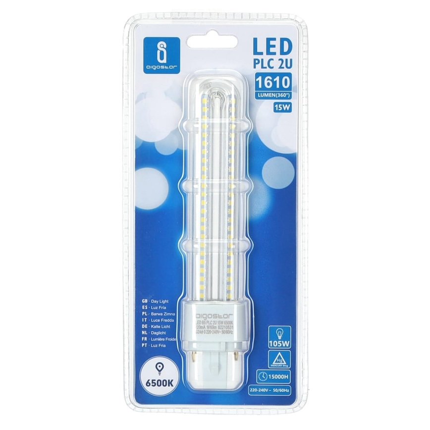 LED Spuldze G24D-3/15W/230V 6500K - Aigostar