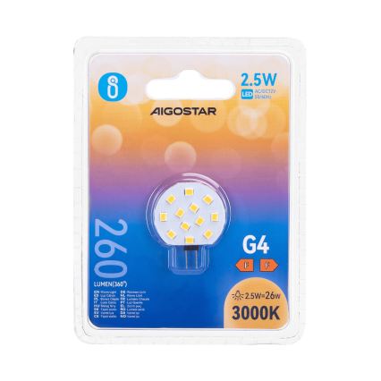 LED spuldze G4/2,5W/12V 3000K - Aigostar
