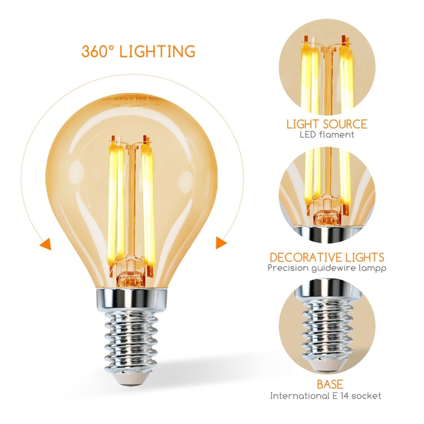 LED Spuldze G45 E14/4W/230V 2200K - Aigostar