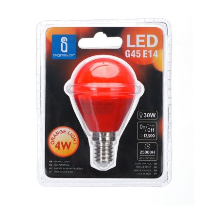 LED Spuldze G45 E14/4W/230V oranža - Aigostar