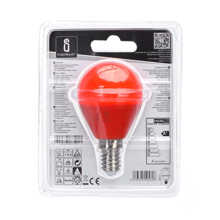 LED Spuldze G45 E14/4W/230V oranža - Aigostar