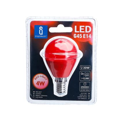 LED Spuldze G45 E14/4W/230V sarkana - Aigostar