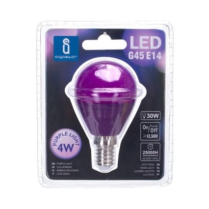 LED Spuldze G45 E14/4W/230V violeta - Aigostar