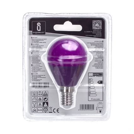 LED Spuldze G45 E14/4W/230V violeta - Aigostar