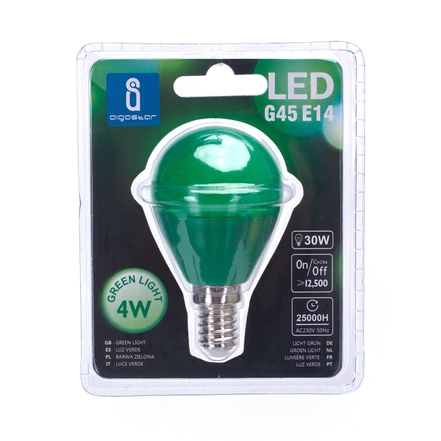 LED Spuldze G45 E14/4W/230V zaļa - Aigostar