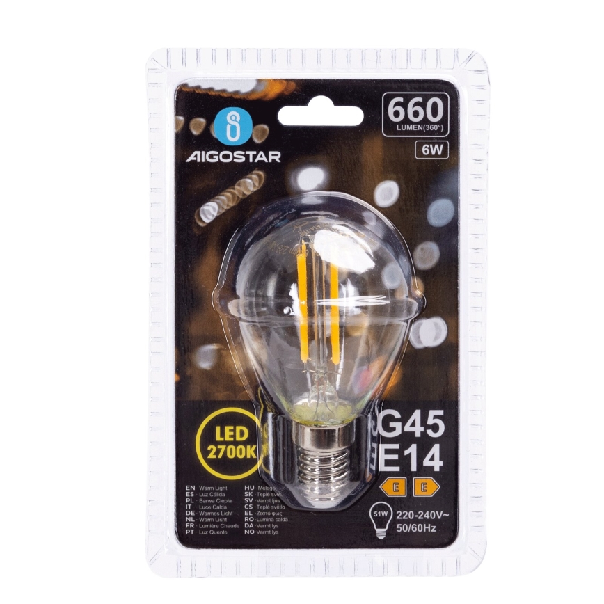 LED Spuldze G45 E14/6W/230V 2700K - Aigostar