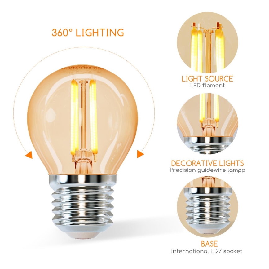LED Spuldze G45 E27/4W/230V 2200K - Aigostar