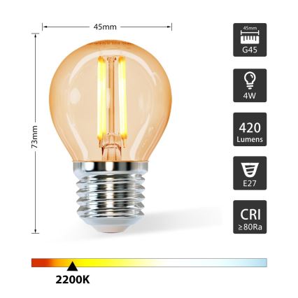 LED Spuldze G45 E27/4W/230V 2200K - Aigostar