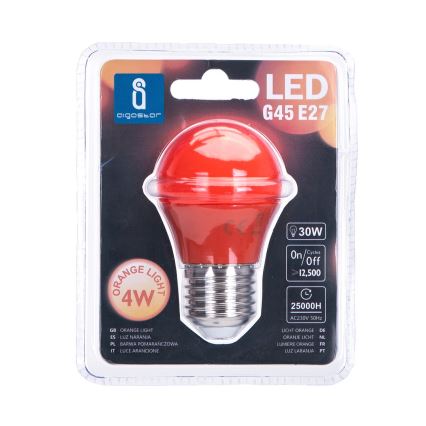 LED Spuldze G45 E27/4W/230V oranža - Aigostar