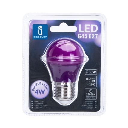 LED Spuldze G45 E27/4W/230V violeta - Aigostar