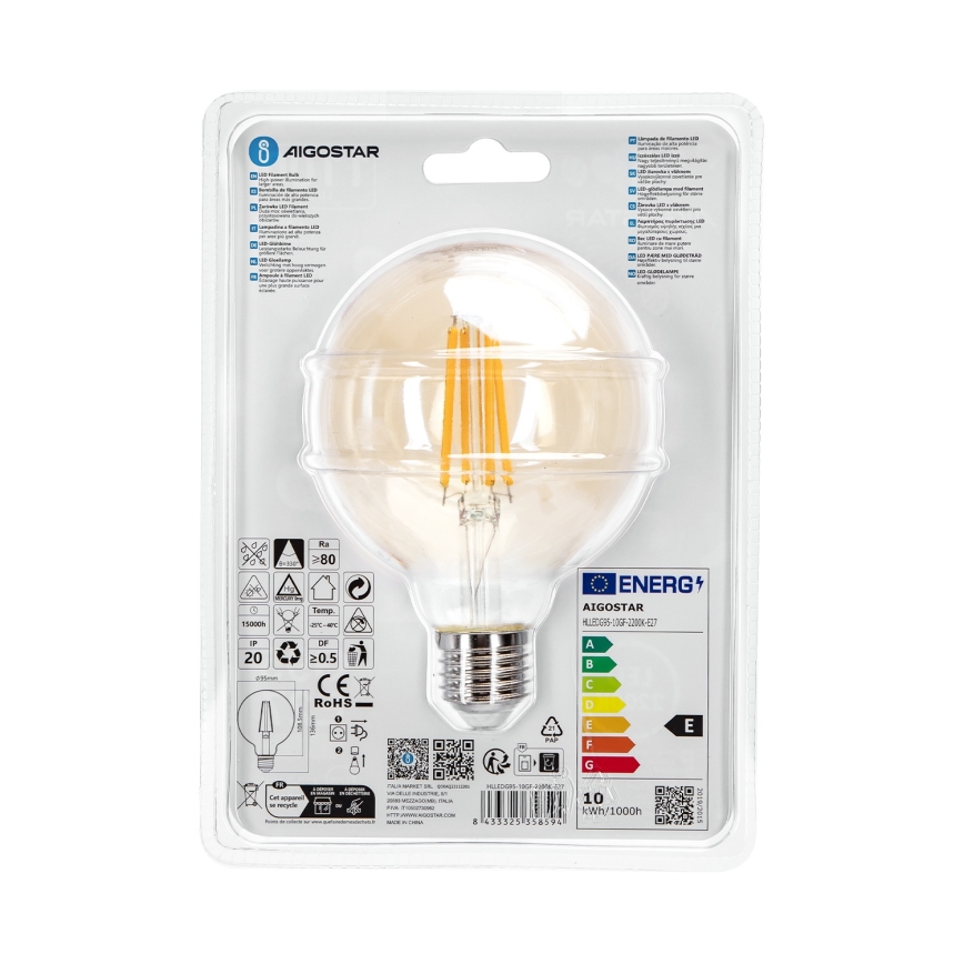 LED Spuldze G95 E27/10W/230V 2200K - Aigostar