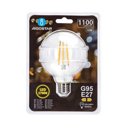 LED Spuldze G95 E27/10W/230V 2700K - Aigostar