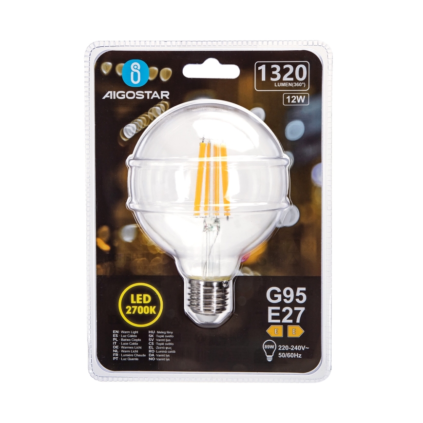 LED Spuldze G95 E27/12W/230V 2700K - Aigostar
