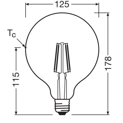 LED spuldze GLOBE CLASSIC FILAMENT G125 E27/4W/230V 2700K - Ledvance