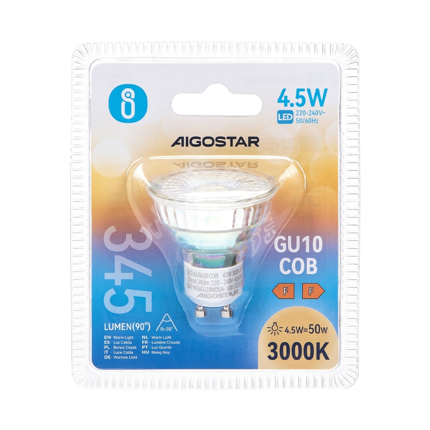 LED Spuldze GU10/4,5W/230V 3000K - Aigostar