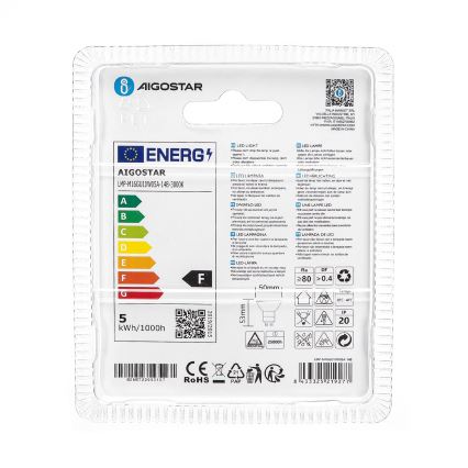 LED Spuldze GU10/4,5W/230V 3000K - Aigostar