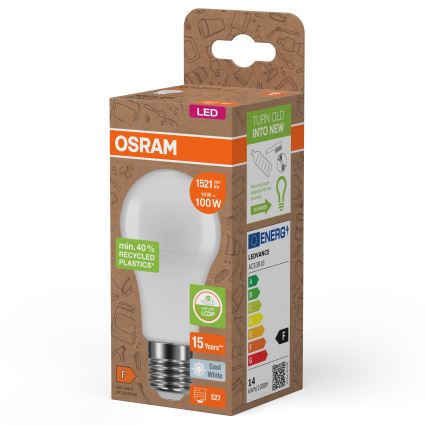 LED Spuldze izgatavota no pārstrādātas plastmasas A100 E27/14W/230V 4000K - Osram