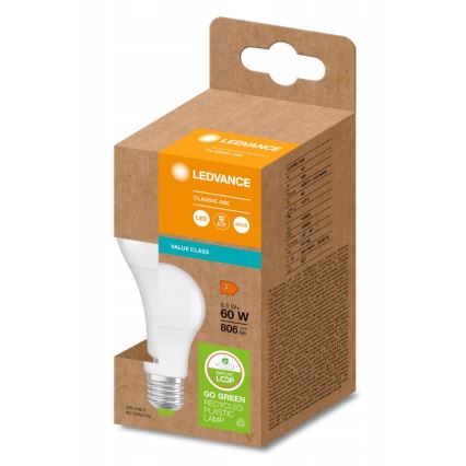 LED Spuldze izgatavota no pārstrādātas plastmasas A60 E27/8,5W/230V 4000K - Ledvance