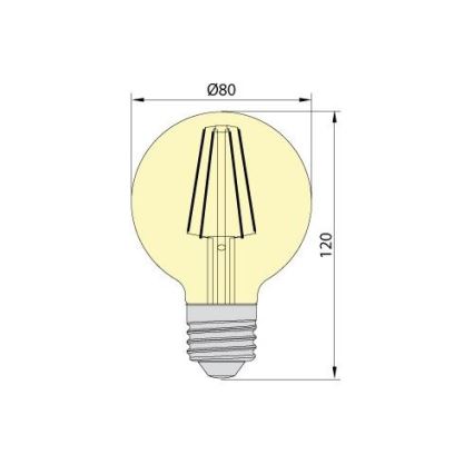 LED spuldze LEDSTAR AMBER G80 E27/8W/230V 2200K