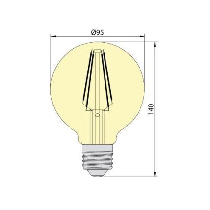 LED spuldze LEDSTAR AMBER G95 E27/8W/230V 2200K