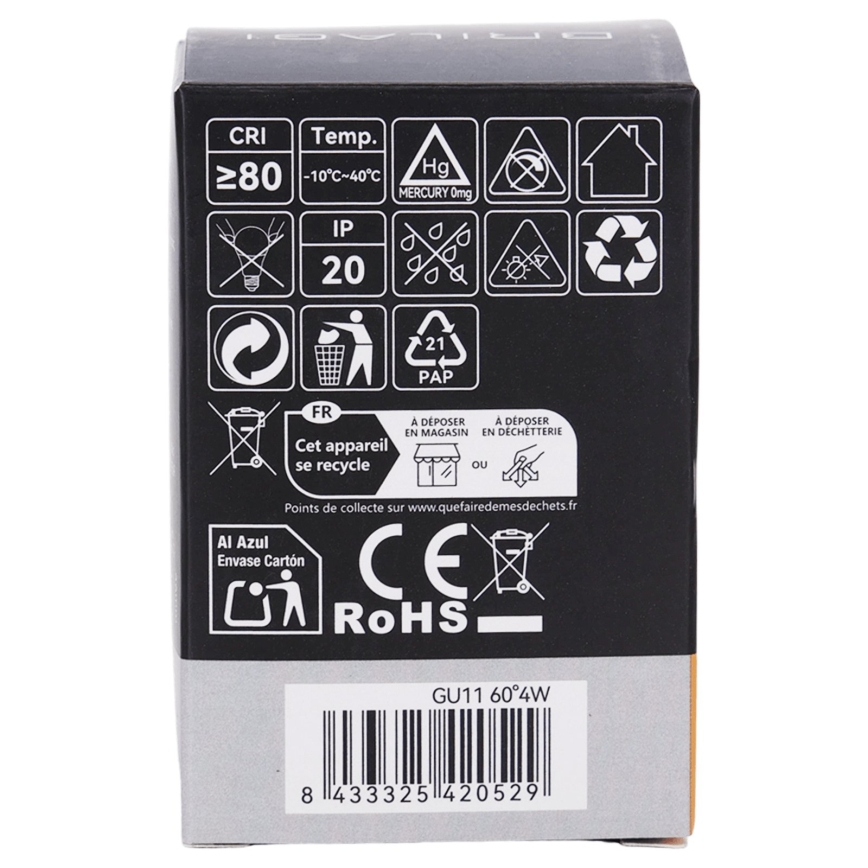 LED spuldze MR11 GU10/4W/230V 3000K 60° melna - BRILAGI