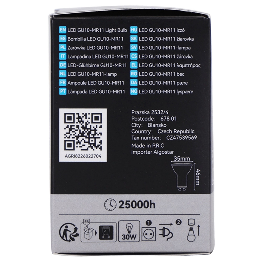 LED spuldze MR11 GU10/4W/230V 3000K - BRILAGI