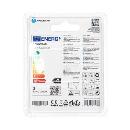 LED Spuldze MR16 GU5,3/3W/12V 6500K - Aigostar