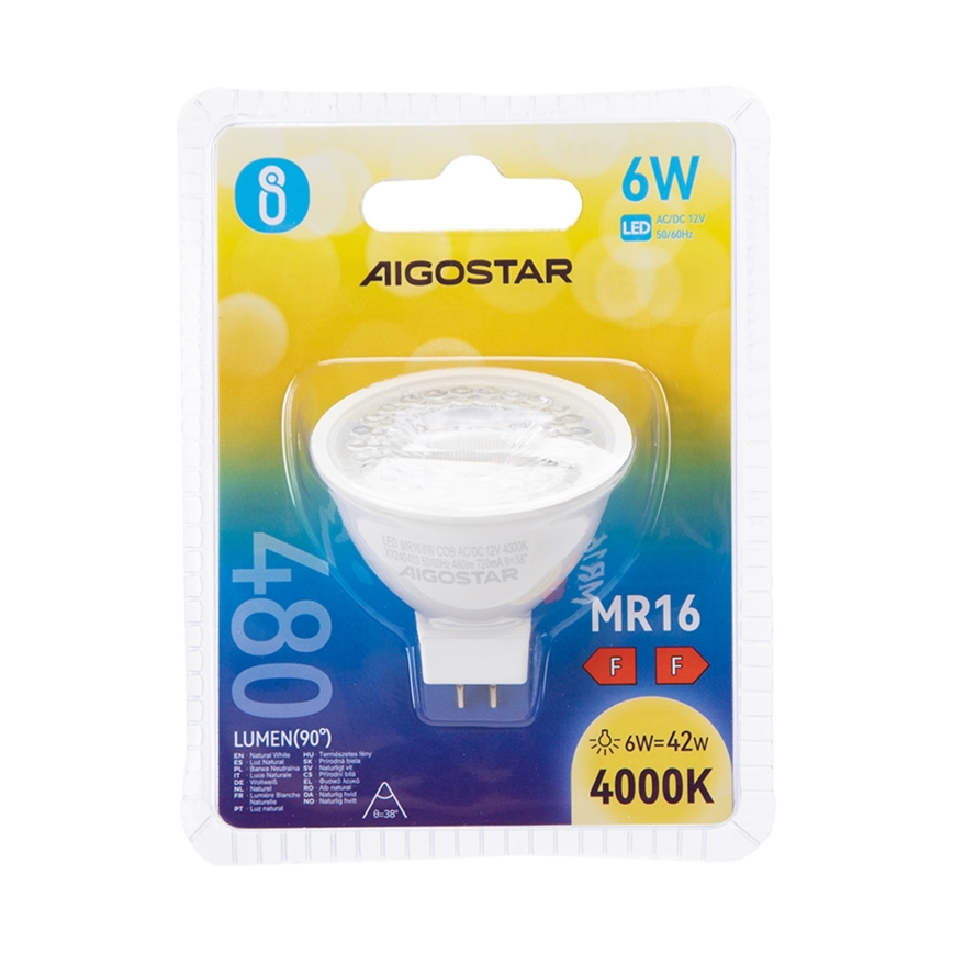 LED Spuldze MR16 GU5,3/6W/12V 4000K - Aigostar