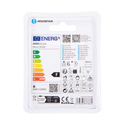 LED Spuldze MR16 GU5,3/6W/12V 4000K - Aigostar
