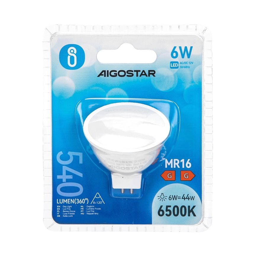 LED Spuldze MR16 GU5,3/6W/12V 6500K - Aigostar