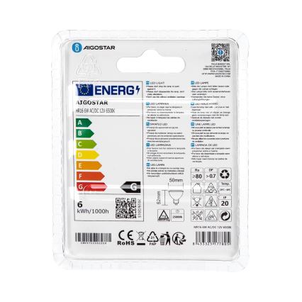 LED Spuldze MR16 GU5,3/6W/12V 6500K - Aigostar