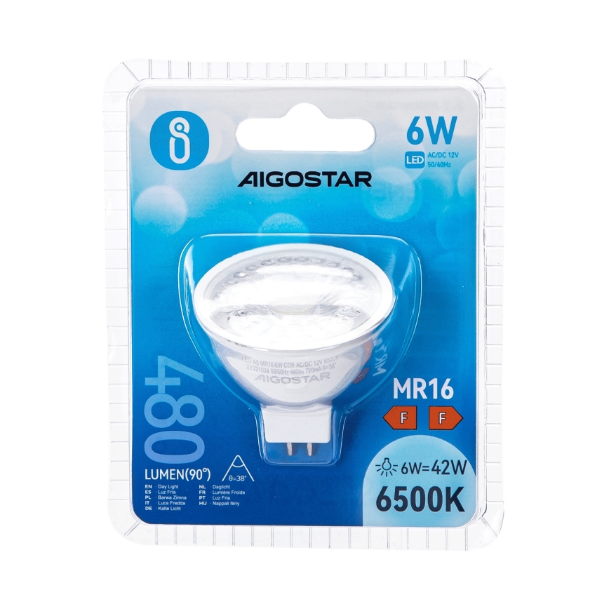 LED Spuldze MR16 GU5,3/6W/12V 6500K - Aigostar