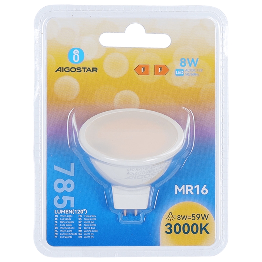 LED spuldze MR16 GU5,3/8W/12V 3000K - Aigostar