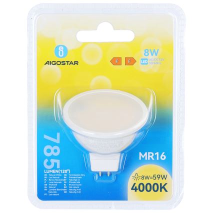 LED spuldze MR16 GU5,3/8W/12V 4000K - Aigostar