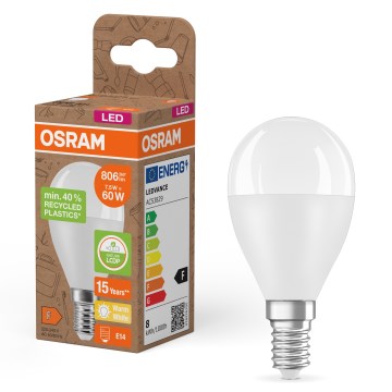 LED spuldze no pārstrādātas plastmasas P45 E14/7,5W/230V 2700K - Osram