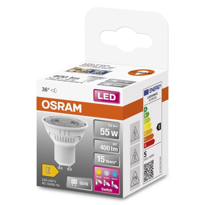 LED Spuldze PAR16 GU10/4,2W/230V 2700/4000/6500K 36° - Osram