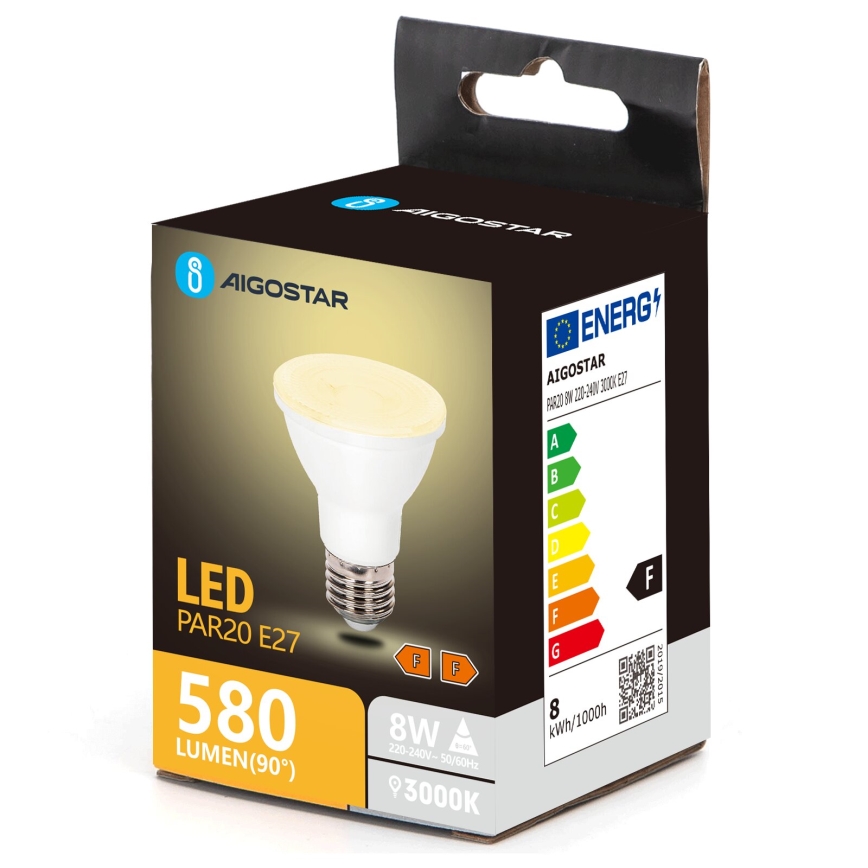 LED Spuldze PAR20 E27/8W/230V 3000K - Aigostar