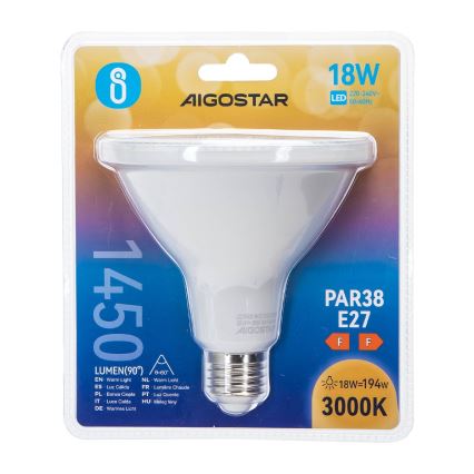 LED Spuldze PAR38 E27/18W/230V 3000K - Aigostar