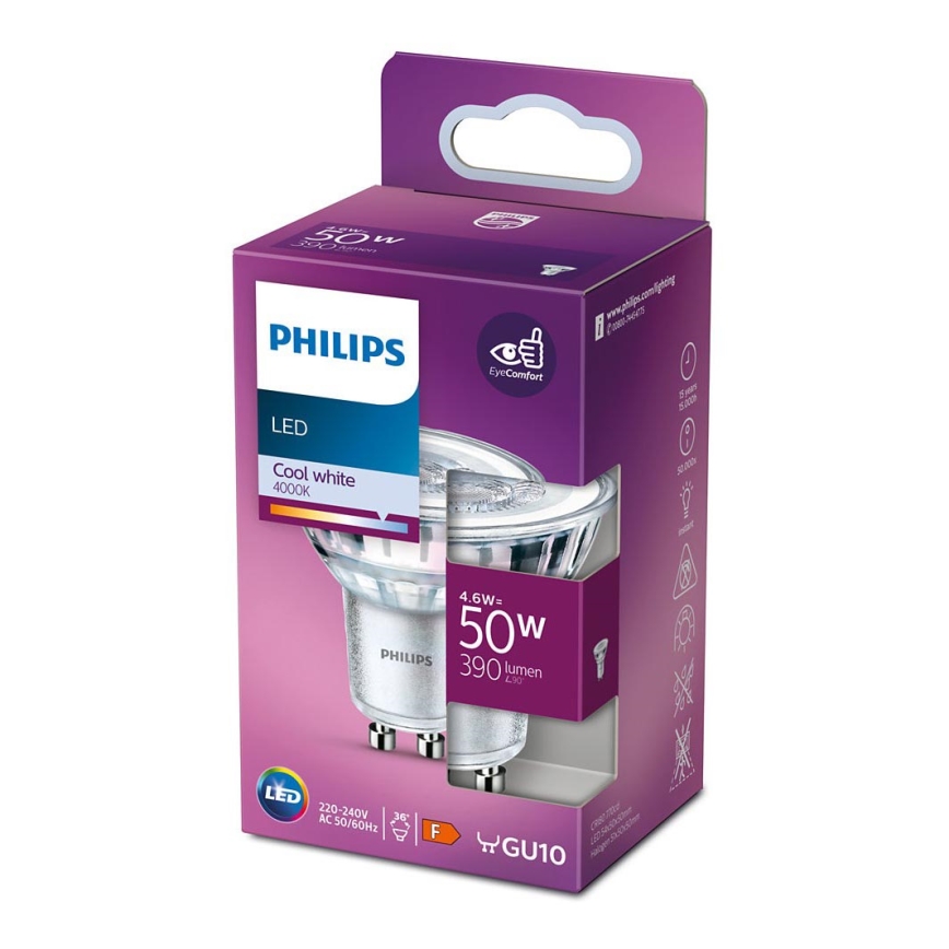 LED Spuldze Philips GU10/4,6W/230V 4000K