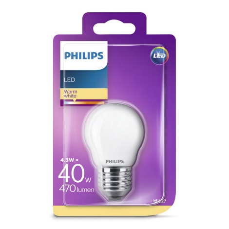 LED spuldze Philips P45 E27/4,3W/230V 2700K